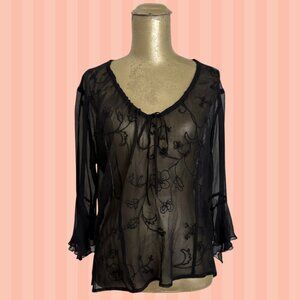 Sunny Leigh Black Silk Blouse M